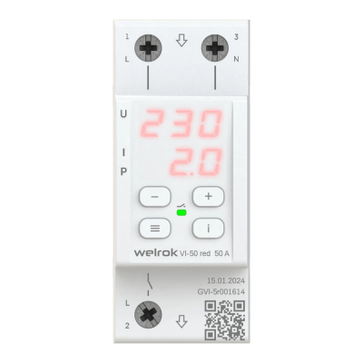 Реле напряжение с контролем тока Welrok VI-50 red Реле напряжение с контролем тока Welrok VI-50 red